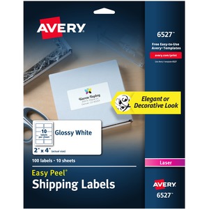 Avery® Shipping Labels, Glossy White, 2" x 4" , 100 Total (6527)