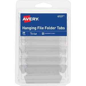 Avery® Hanging File Folder Tabs and Inserts, 1/5 Cut, Clear, 20 File Folder Tabs and Inserts Total (06727)