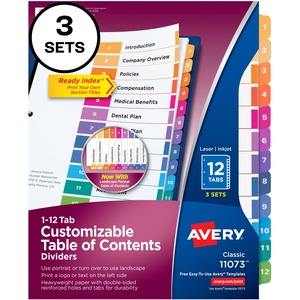 Avery® Ready Index Custom TOC Binder Dividers