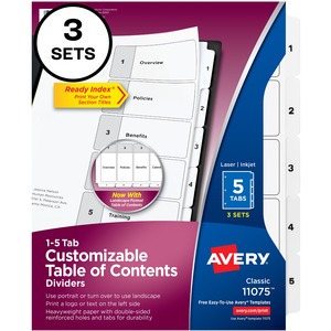 Avery® Ready Index Classic Tab Binder Dividers