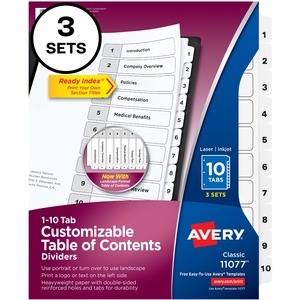 Avery® Ready Index Classic Tab Binder Dividers