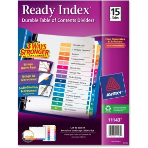 Avery® Ready Index Custom TOC Binder Dividers