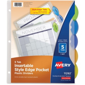 Avery® Insertble Style Edge Plastic Pocket Dividers