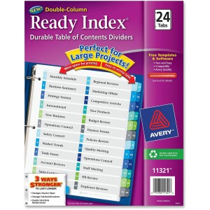 Avery® Ready Index® Double Column Table of Content Dividers, 24 tabs