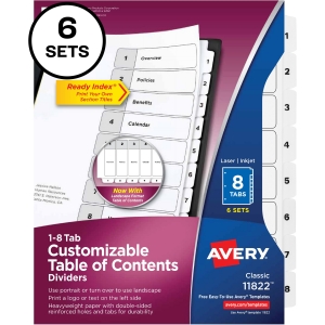 Avery® 8-tab Custom Table of Contents Dividers