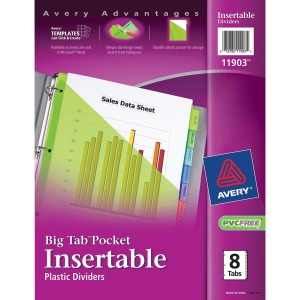 Avery Big Tab™ Insertable Plastic Dividers with Pocketsfor Laser and Inkjet Printers