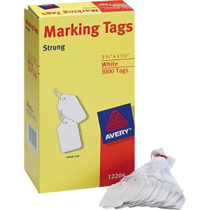 Avery Marking Tags, Strung, 1-3/4" x 1-3/32" , 1,000 Tags (12204)