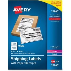 Avery® Paper Receipt White Shipping Labels