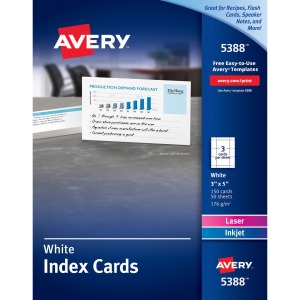 Avery® Laser, Inkjet Printable Index Cards