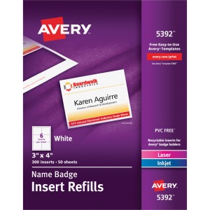 Avery® Laser/Inkjet Badge Insert Refills
