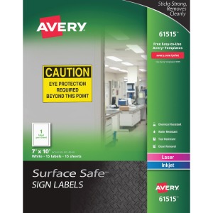 Avery® 7"x10" Removable Label Safety Signs