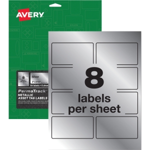 Avery® PermaTrack Metallic Asset Tag Labels, 2" x 3-3/4" , 64 Asset Tags