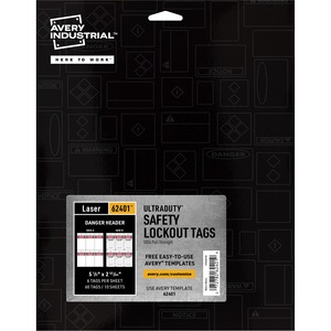 Avery UltraDuty Plastic Tags, 5.5" x 2.83" , Danger Header (62401)