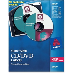 Avery® Color Laser White Matte CD/DVD Labels