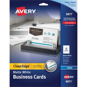 Avery® Clean Edge Business Cards, 2" x 3.5" , White, 200 (08871)