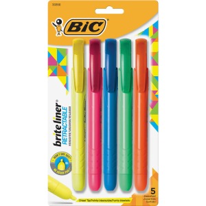 BIC Brite Liner Retractable Highlighter, Assorted, 5 Pack