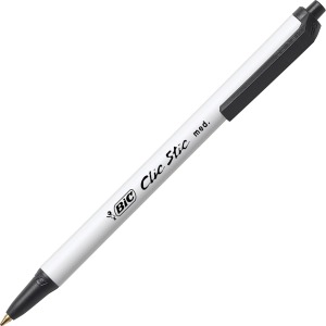 BIC Clic Stic Fashion Retractable Ball Point Pen, Black, 24 Pack