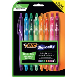 BIC Gel-ocity Quick Dry Assorted Colors Gel Pens