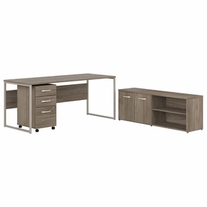 Bush Business Furniture Hybrid Collection Hickory Desking