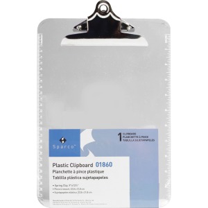 Business Source Spring Clip Plastic Clipboard