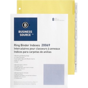 Business Source Buff Stock Ring Binder Indexes