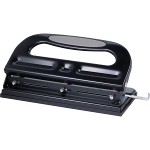 Business Source 3-Hole Adjustable Paper Punch - Black