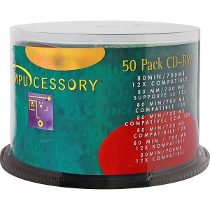 Compucessory CD Rewritable Media - CD-RW - 12x - 700 MB - 50 Pack - Silver