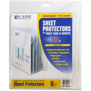 C-Line Heavyweight Poly Sheet Protectors with Index Tabs