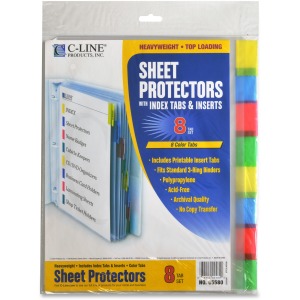 C-Line Heavyweight Poly Sheet Protectors with Index Tabs