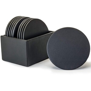 Dacasso Leather Round Coaster Set