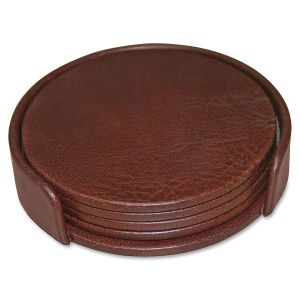 Dacasso Leather Coasters - Set of 4 with Holder