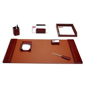 Dacasso Mocha Leather 7-Piece Desk Pad Kit