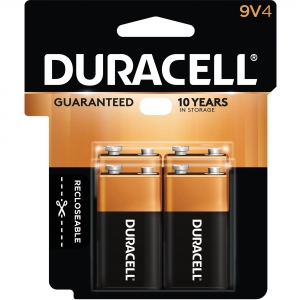 Duracell 9-Volt Coppertop Alkaline Batteries, 4-Packs