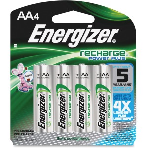 Energizer Recharge Power Plus Rechargeable AA Batteries, 4 Pack