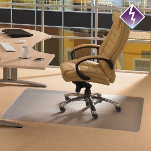 Computex® Anti-Static Vinyl Lipped Chair Mat for Carpets up to 3/8" - 36" x 48"