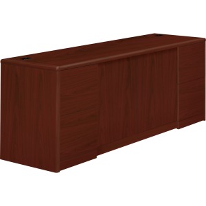 72" x 24"29.5" - 4 x File Drawer(s) - Double Pedestal - Waterfall Edge - Finish: Mahogany