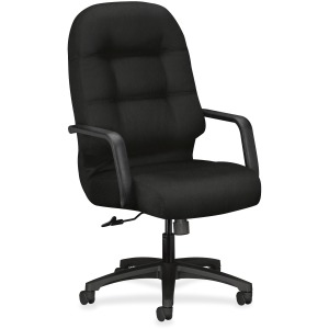 HON Pillow-Soft Executive High-Back Chair | Center-Tilt | Fixed Arms | Black Fabric