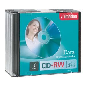 Imation CD Rewritable Media - CD-RW - 4x - 700 MB - 10 Pack Slim Jewel Case - Retail