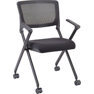 Lorell Mobile Mesh Back Nesting Chairs with Arms