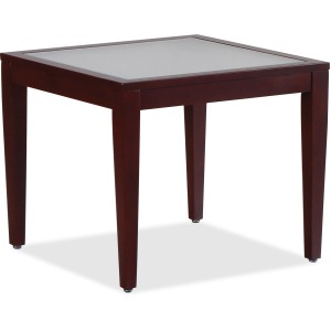 Lorell Glass Top Mahogany Frame Table