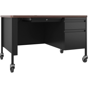 Lorell Fortress Series 48" Mobile Right-Pedestal Teachers Desk