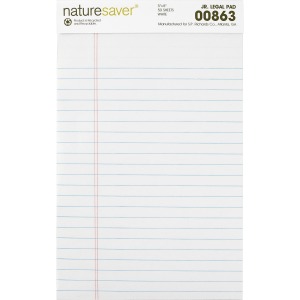 Nature Saver 100% Recycled White Jr. Rule Legal Pads - Jr.Legal
