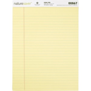 Nature Saver 100% Recycled Canary Legal Ruled Pads