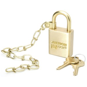 SKILCRAFT Solid Brass Case Padlock with Chain