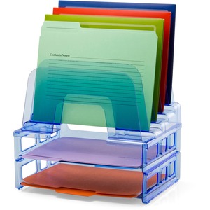 Officemate Blue Glacier™ Large Incline Sorter w/ 2 Letter Trays