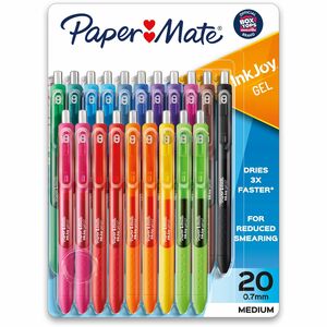 Paper Mate InkJoy® Gel Pens, Medium Point, 0.7 mm, Assorted Colors, Pack Of 20