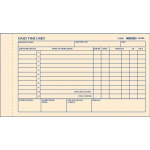 Rediform Daily Time Clock Cards