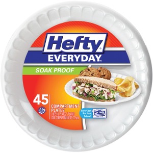 Hefty Everyday 8-7/8" 3-Compartment Foam Plates