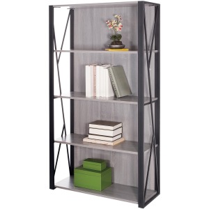 31.8" x 12"59" - 4 Shelve(s) - Material: Steel - Finish: Gray, Laminate, Black - Wall Mountable, Durable