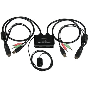 StarTech.com 2 Port USB HDMI Cable KVM Switch with Audio and Remote Switch â€" USB Powered